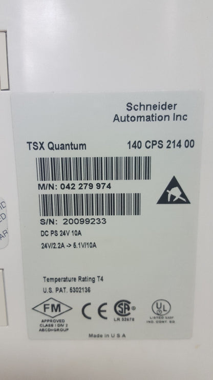 SCHNEIDER MODICON 140CPS21400 POWER SUPPLY 10AMP 24VDC TSX QUANTUM