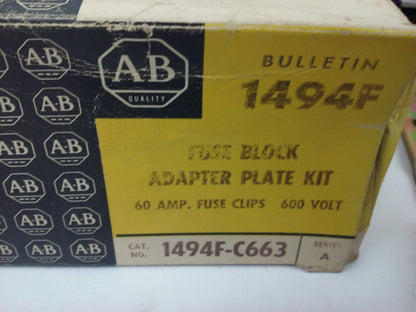 ALLEN BRADLEY 1494F-C663 SER. A,FUSE BLOCK ADAPTER PLATE KIT,60A,600V,W/X-401979