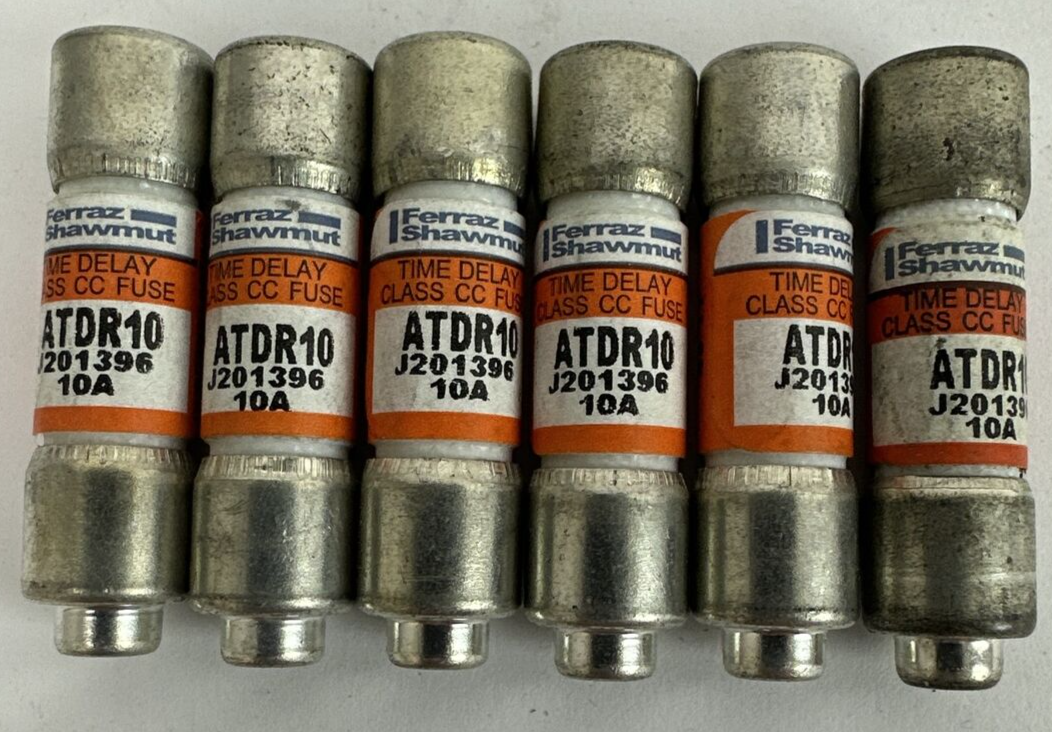 FERRAZ SHAWMUT ATDR10 TIME DELAY CLASS CC FUSE 10AMP 600VAC 300VDC (LOT OF 6)
