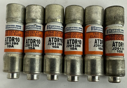 FERRAZ SHAWMUT ATDR10 TIME DELAY CLASS CC FUSE 10AMP 600VAC 300VDC (LOT OF 6)
