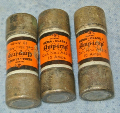 LOT of 3 / GOULD-SHAWMUT A4J10 AMP-TRAP® FUSE / 10A / 600V
