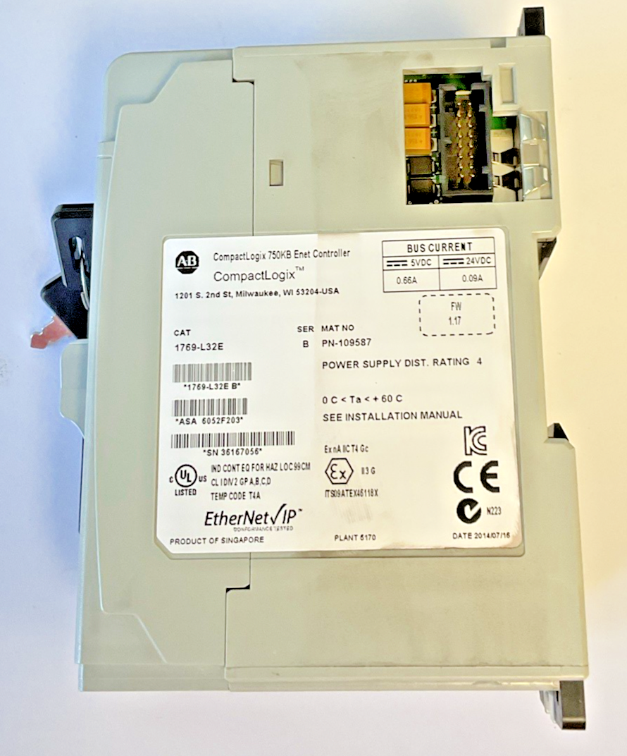 ALLEN BRADLEY 1769-L32 750KB ENET CONTROLLER FW:1.17 SER.B 24VDC