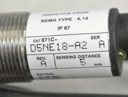 ALLEN-BRADLEY 871C-D5NE18-A2 CYLIND. INDUCTIVE PROXIMITY SWITCH / 10-30VDC 18mm