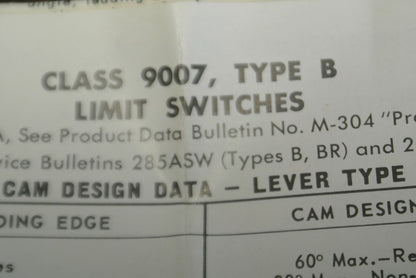 SQUARE D 9007 B53E Ser. B / LIMIT SWITCH / NEW SURPLUS in BOX
