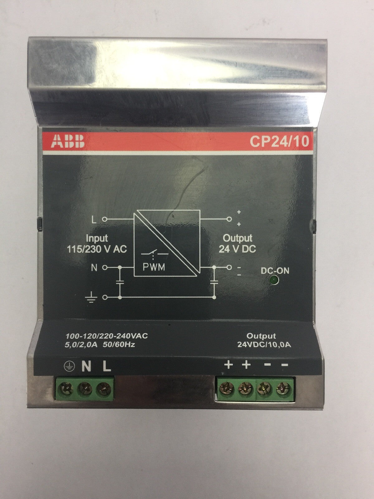 ABB CP-24/10 POWER SUPPLY INPUT 93-132/187-264VAC 47-63HZ 4.3A OUTPUT 24VDC 10A