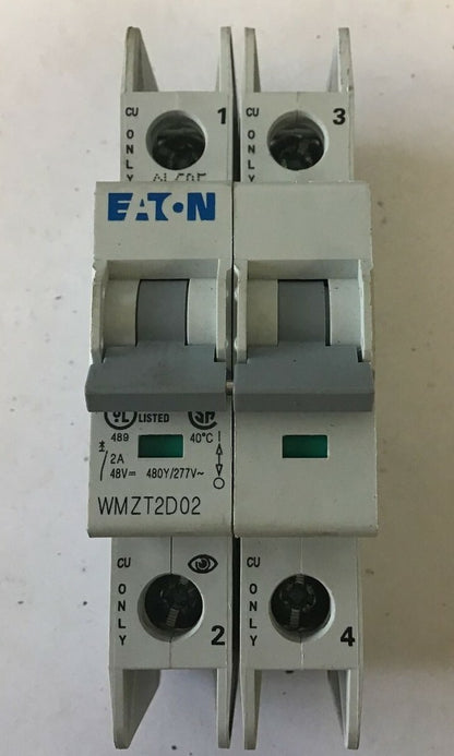 EATON WMZT2D02 CIRCUIT BREAKER 2A 480Y/277VAC 10KA 2POLE 50/60HZ***LOTOF3***