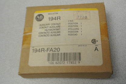 LOT of 4 / ALLEN-BRADLEY 194R-FA20 / AUXILIARY CONTACT / 2 N.C. / NEW SURPLUS