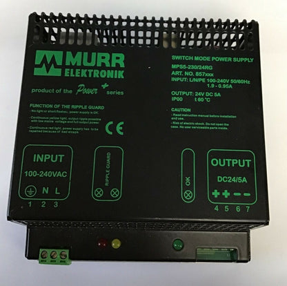 MURR ELEKTRONIK MPS5-23024RG SWITCH MODE POWER SUPPLY 24VDC 5A 100-240VAC