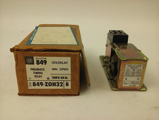 ALLEN BRADLEY 849-ZOH32, SER. B, PNEUMATIC TIMING RELAY, 208V-60HZ, NEW