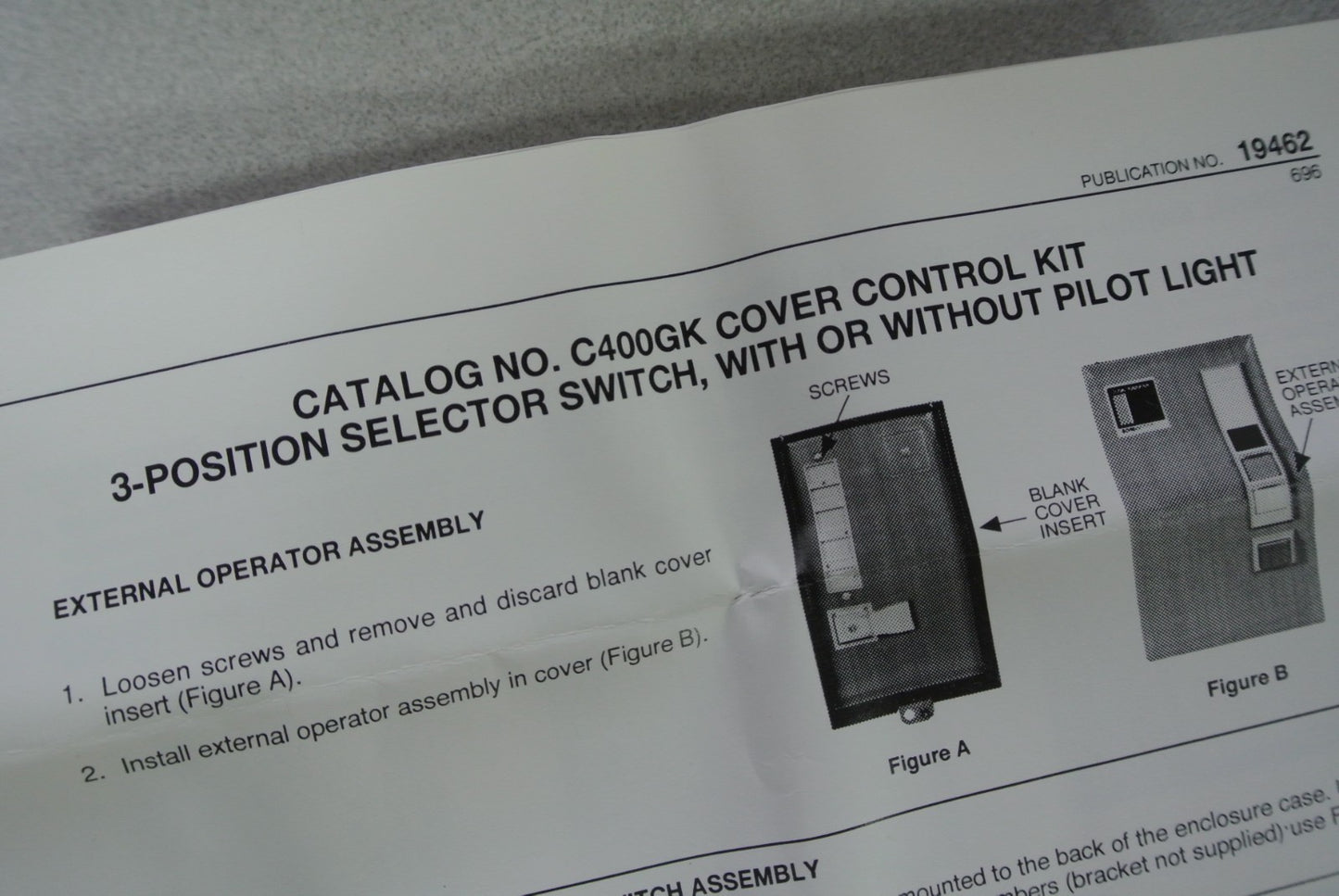 CUTLER-HAMMER C400GK32A - COVER CONTROL KIT / "HAND-OFF-AUTO" - NEW SURPLUS