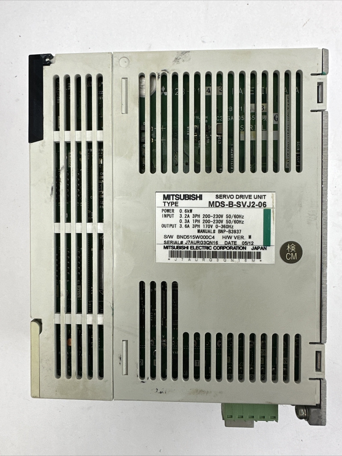 MITSUBISHI MDS-B-SVJ2-06 SERVO DRIVE H/W VER M OUTPUT 3.6A 3PH 170V POWER 0.6kW