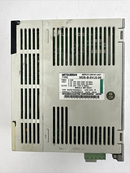 MITSUBISHI MDS-B-SVJ2-06 SERVO DRIVE H/W VER M OUTPUT 3.6A 3PH 170V POWER 0.6kW