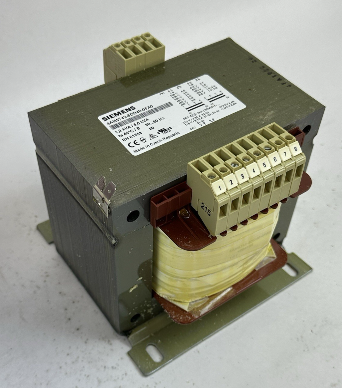 SIEMENS 4AM5742-8DD40-0FA0 1-5 KVA, MULTI TAP PRI. 208-550V SEC. 115V/230V 1PH