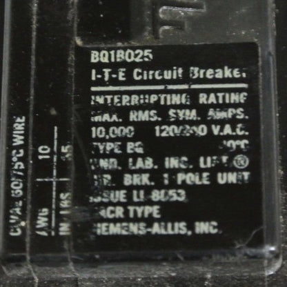 I-T-E / SIEMENS BQ1B025 CIRCUIT BREAKER 25A