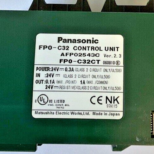 PANASONIC FP0-C32CT CONTROL UNIT VER. 2.3 24VDC 0.3A