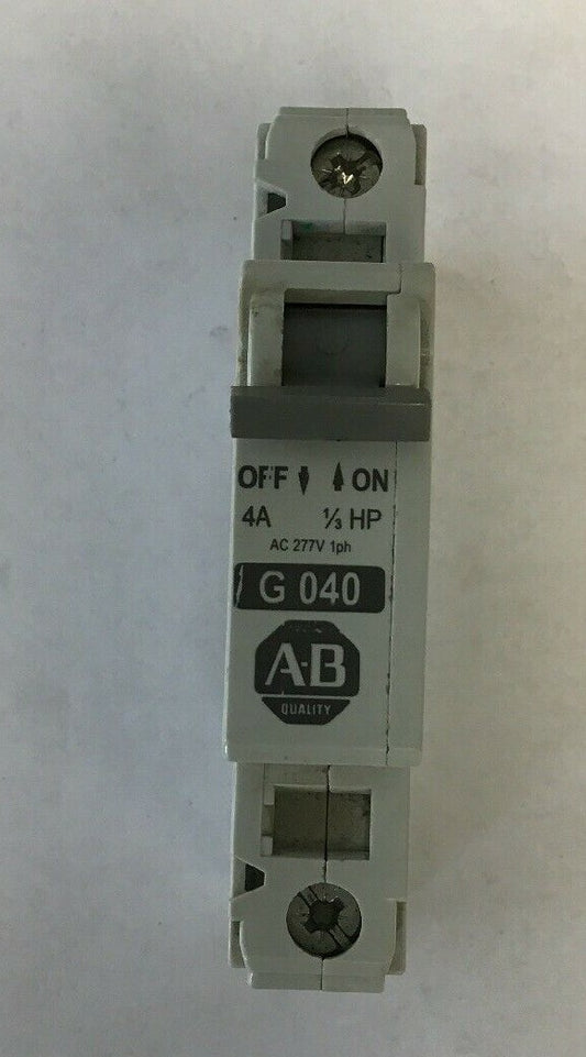ALLEN BRADLEY 1492-CB1G040 SER. C  MINIATURE CIRCUIT BREAKER1 POLE 4A 1/3HP 277V