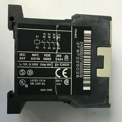 TELEMECANIQUE CA2-KN40 RELAY 110V 50/60HZ
