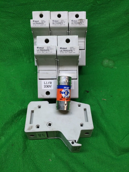 *LOT OF 6* GOULD ULTRASAFE CLASS J FUSEHOLDER US6J1I 600V 60A W/ FUSES