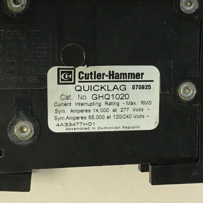 CUTLER HAMMER GHQ1020 QUICKLAG 20AMP CIRCUIT BREAKER 120/240VAC***LOTOF10***