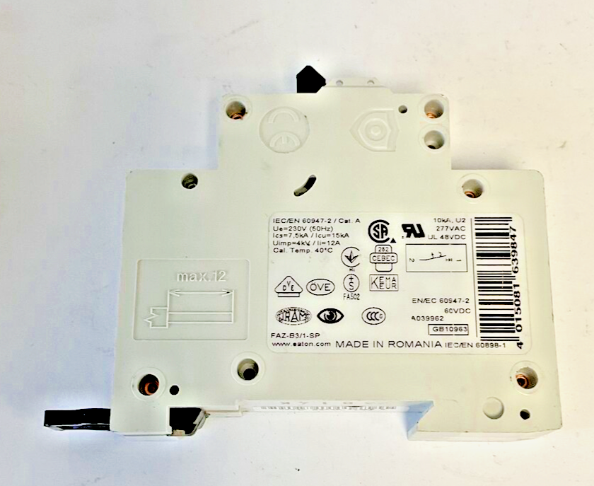 EATON FAZ-B3/1 CIRCUIT BREAKER 277V 48VDC CAT.A 1POLE***LOTOF5***