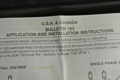 ALLEN-BRADLEY 193-BSC22 BIMETALLIC OVERLOAD RELAY 18A-22A - NEW SURPLUS
