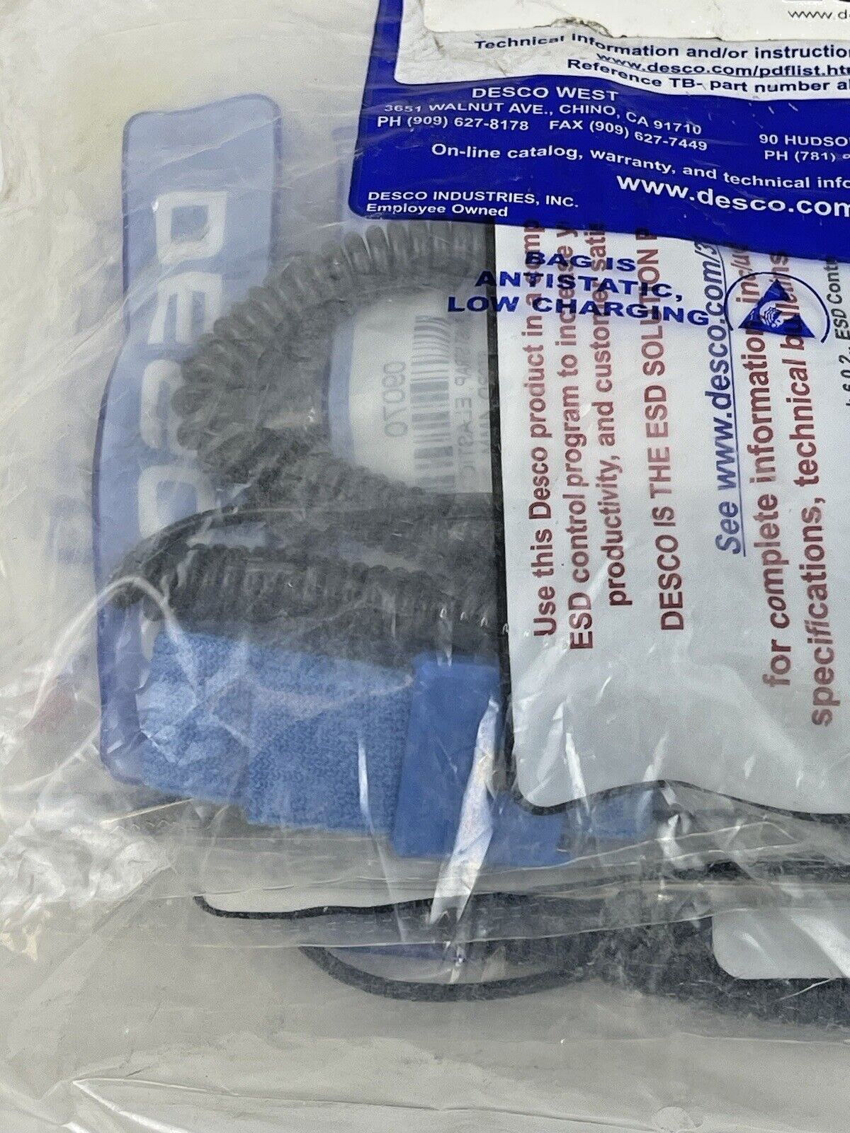 DESCO *LOT OF 10* - 09070 -WRIST STRAP, ELASTIC, ADJ., 6' COIL CORD, 4MM COMFORT