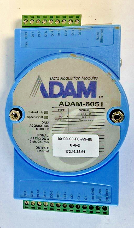 ADVANTECH ADAM-6051 14-CH ISOLATED DIGITAL I/O TCP MODULE W 2-CH COUNTER