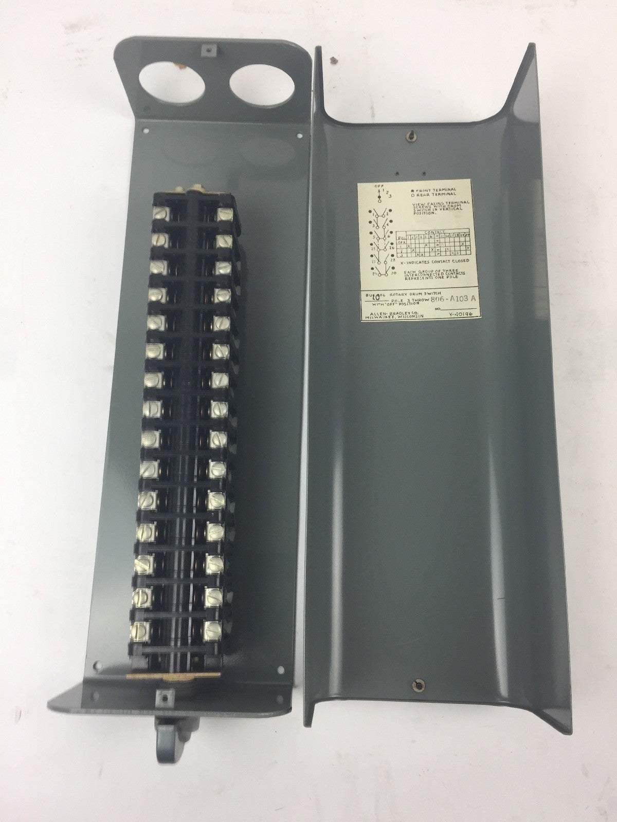 ALLEN BRADLEY 806-A103 ROTARY PILOT SWITCH 10 POLE 3 THROW WITH OFF POSITION