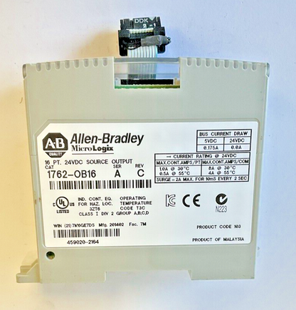 ALLEN BRADLEY 1762-OB16 SINK/SOURCE OUTPUT SER.A REV.C 24VDC NO DOOR/COVER