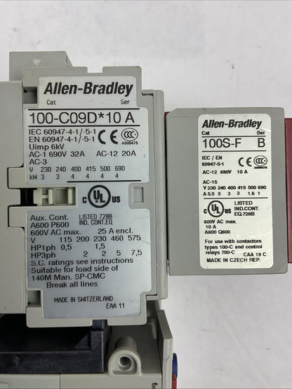 ALLEN BRADLEY STARTER (100S-C09DJ14C (100-C09D*10 +100S-F) + 193-EEBB 0.2-1.0A)
