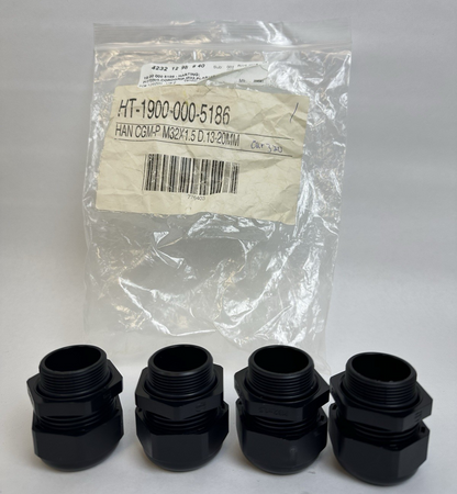 HARTING HAN CGM-P M32X1.5 CABLE GLANDS IP68 BLACK 19000005186 LOT OF 4