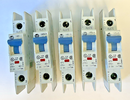 ALLEN BRADLEY 1489-A1D050 CIRCUIT BREAKER SER.A 277VAC 5A ***LOTOF5***