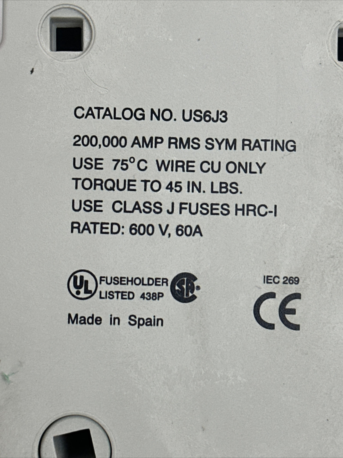 GOULD ULTRA SAFE US6J3 FUSE HOLDER 600V 60A
