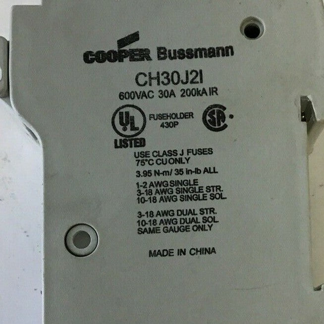 COOPER BUSSMANN CH30J2I FUSE HOLDER 600VAC 30A