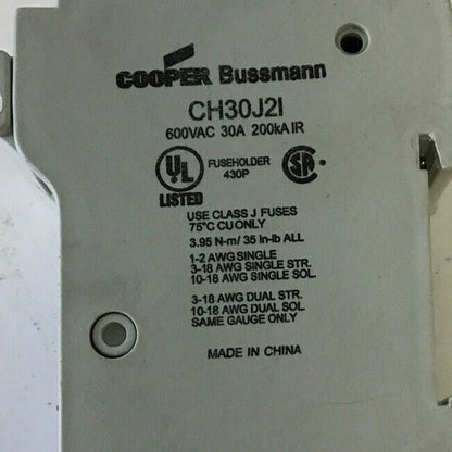 COOPER BUSSMANN CH30J2I FUSE HOLDER 600VAC 30A