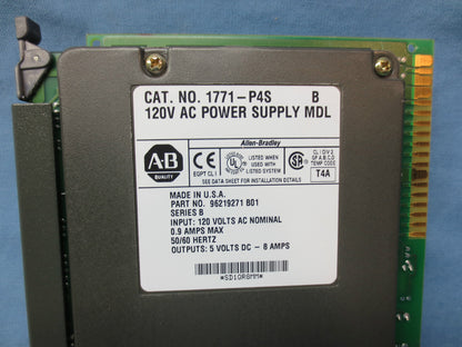 ALLEN-BRADLEY 120V AC POWER SUPPLY MODULE 1771-P4S, Ser. B