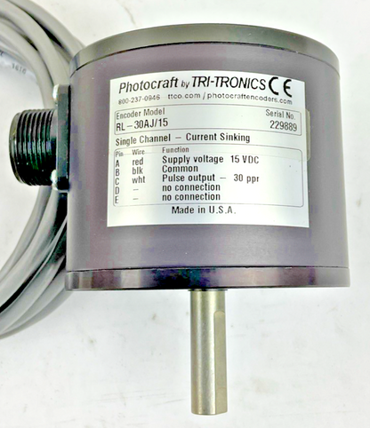 PHOTOCRAFT RL-30AJ/15 ENCODER 15VDC 30PPR