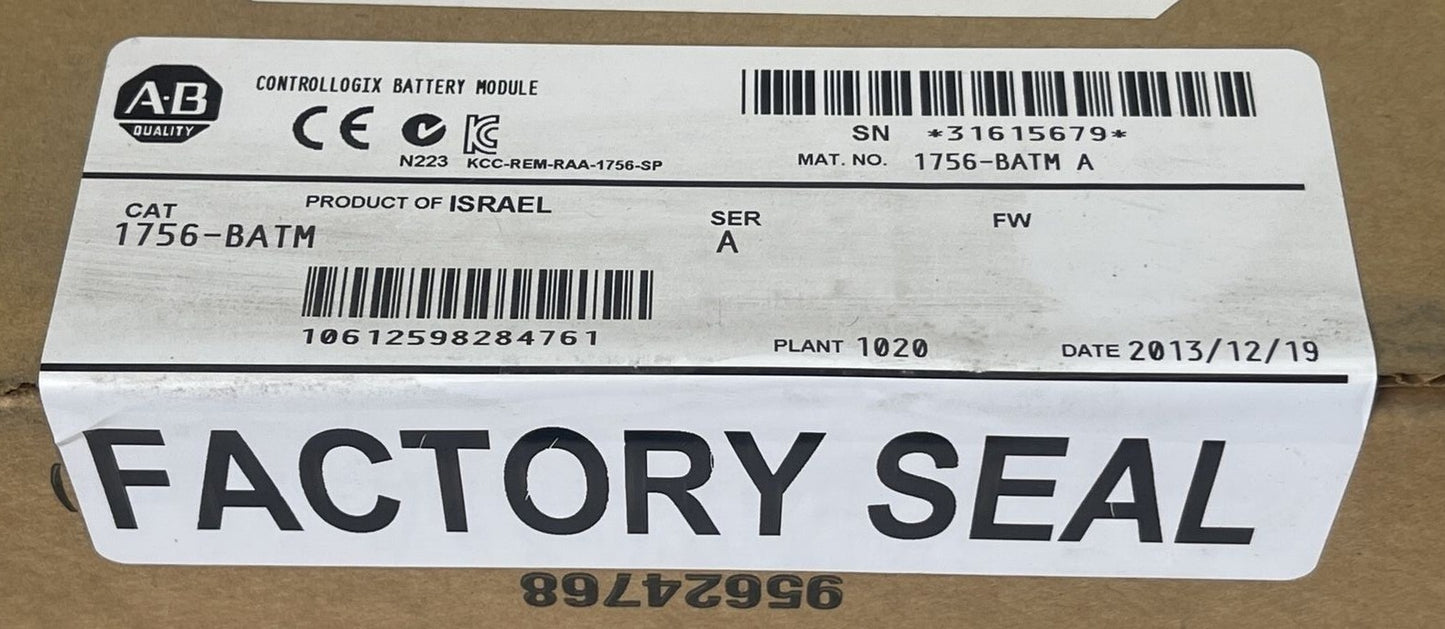 ALLEN BRADLEY 1756-BATM CONTROLLOGIX BATTERY MODULE SER A