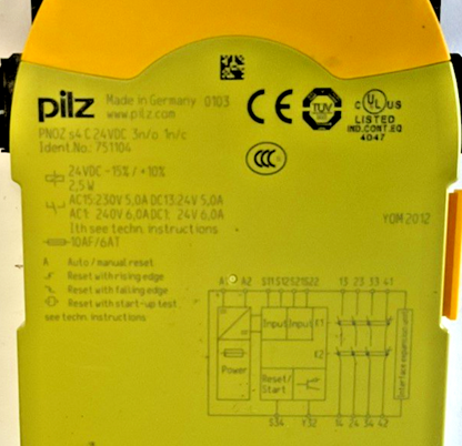 PILZ PNOZ S4 C 24 VDC 3N/0 1N/C SAFETY RELAY 24VDC