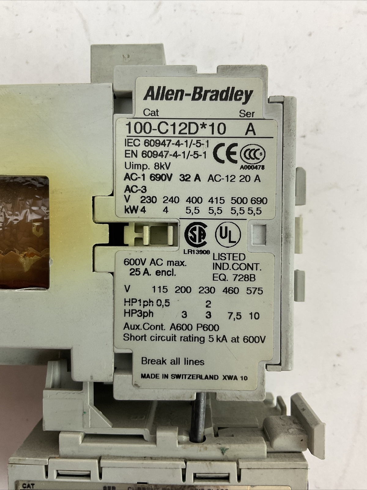 ALLEN BRADLEY STARTER (100-C12D*10 COIL 24VDC + 193-EA1EB 1.6-5.0A)