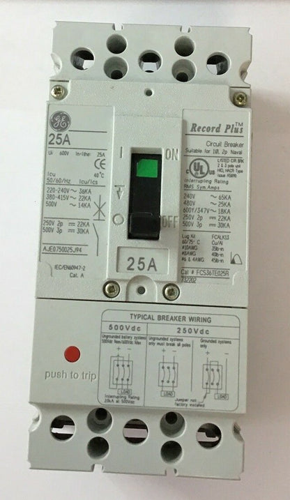 GENERAL ELECTRIC FCS36TE025R 25A CIRCUIT BREAKER 3POLE 500V