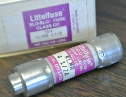 LOT of 4 / LITTELFUSE KLMR-4-1/2 CLASS CC FUSE / 4-1/2A / 600V /