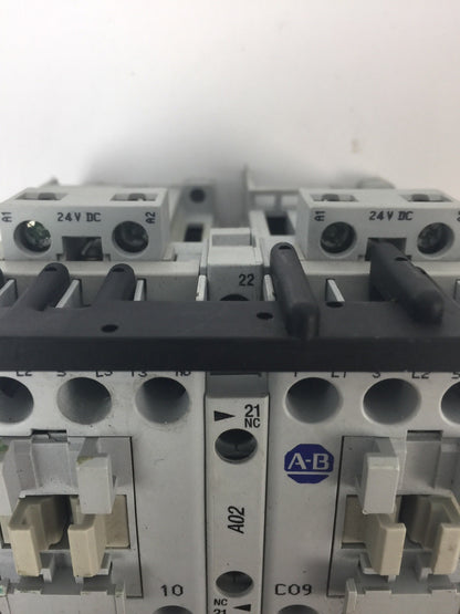 ALLEN BRADLEY 100-C09Z*10 REVERSING CONTACTOR 600VAC 25A COIL 24VDC