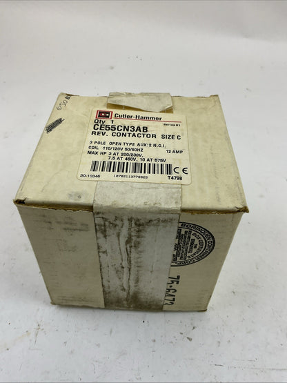 CUTLER HAMMER CE55CN3AB SIZE C SERIES B1 REVERSING CONTACTOR  COIL 110/120V