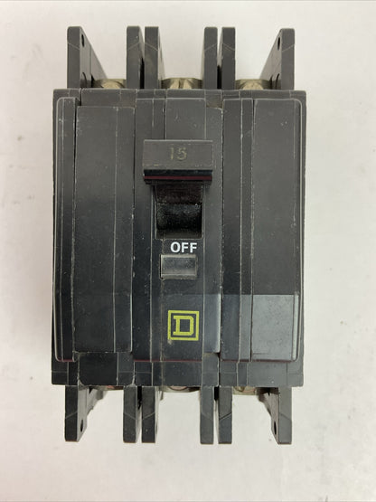 SQUARE D QOU315 3POLE CIRCUIT BREAKER 15AMP 240VAC