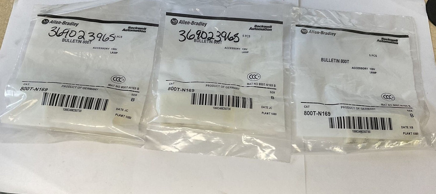 ALLEN BRADLEY 800T-N169 LAMP 130V SER.B BAG OF 5 ***LOTOF3**