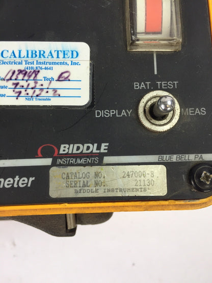 BIDDLE INSTRUMENT 247000-8 DLRO DIGITAL LOW RESISTANCE OHMMETER USE WITH BEH-