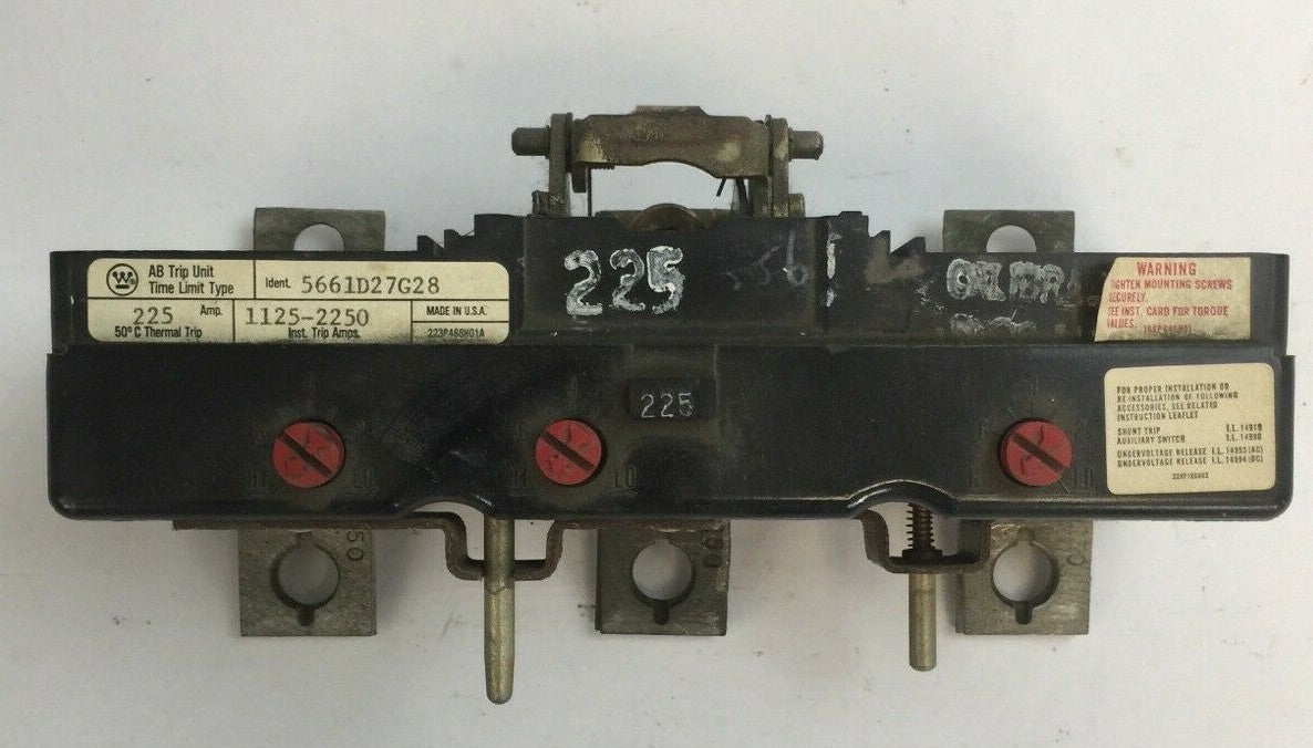 WESTINGHOUSE LA3225PT AB TRIP UNIT TIME LIMIT TYPE 225AMP 3POLE 5661D27G28