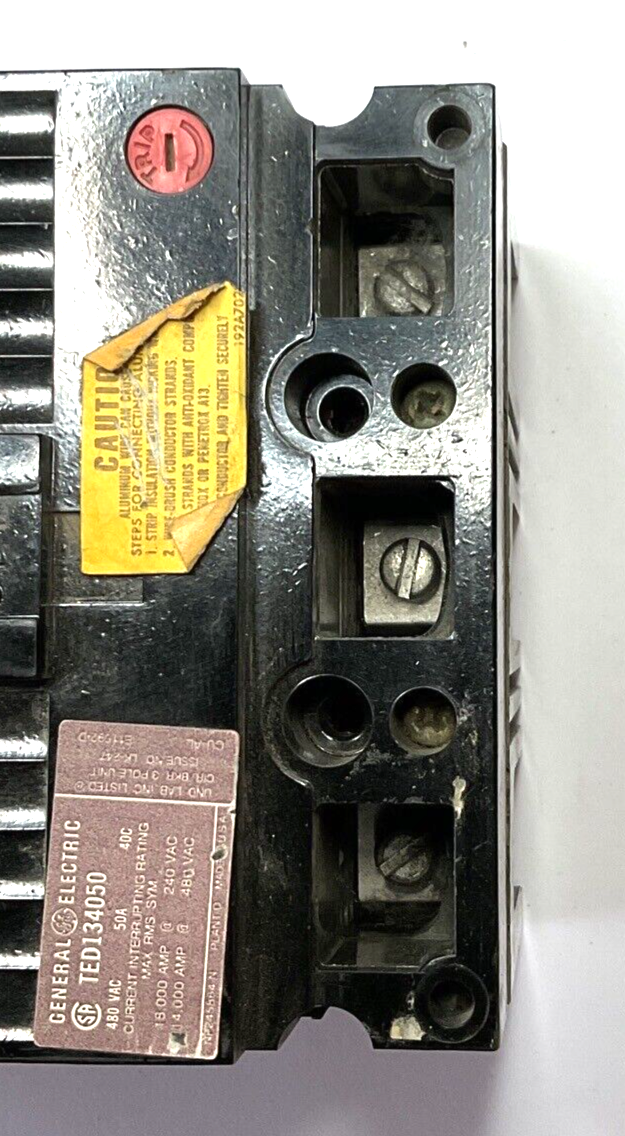 GENERAL ELECTRIC TED134050 CIRCUIT BREAKER 50A 480VAC