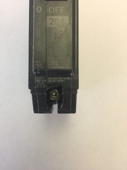 GE THQB1120 CIRCUIT BREAKER 20A 120/240VAC 1 POLE